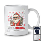 Personalized Custom Name Merry Hairmas; Proud Christmas Sweater Santa Hair Stylist Barber T-Shirt