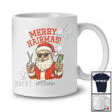 Personalized Custom Name Merry Hairmas; Proud Christmas Santa Sunglasses Hair Stylist Barber T-Shirt