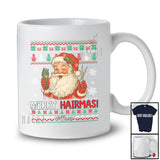 Personalized Custom Name Merry Hairmas; Humorous Christmas Sweater Santa Hair Stylist Barber T-Shirt