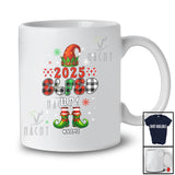 Personalized Custom Name 2025 Elfed Up; Awesome Christmas Lights Plaid Elf Cosplay; Family T-Shirt