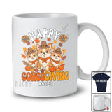 Personalized Custom Name Happy Corgsgiving; Lovely Thanksgiving Three Pilgrim Corgi; Family T-Shirt