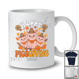 Personalized Custom Name Happy Pigsgiving; Lovely Thanksgiving Three Pilgrim Pig; Family T-Shirt