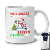Personalized Custom Name Soccer Team On Santa's Naughty List; Joyful Christmas Snowman Player T-Shirt