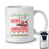 Personalized Custom Name Rockin This Christmas; Amusing Sweater Santa Playing DJ Player T-Shirt