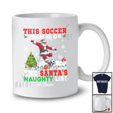 Personalized Custom Name Soccer Team On Santa's Naughty List; Joyful Christmas Santa Player T-Shirt