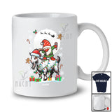 Personalized Dabbing Gnome Riding Goat; Amusing Christmas Lights Custom Name Farmer T-Shirt