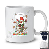 Personalized Dabbing Gnome Riding Goose; Amusing Christmas Lights Custom Name Farmer T-Shirt