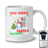 Personalized Custom Name Tennis Team On Santa's Naughty List; Joyful Christmas Snowman Player T-Shirt