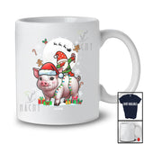 Personalized Dabbing Gnome Riding Pig; Amusing Christmas Lights Custom Name Farmer T-Shirt