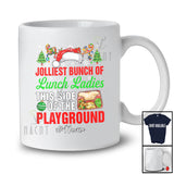 Personalized Custom Name Jolliest Bunch Of Lunch Ladies; Proud Christmas Santa Reindeer T-Shirt