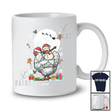 Personalized Dabbing Snowman Riding Chicken; Amusing Christmas Lights Custom Name Farmer T-Shirt