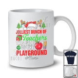 Personalized Custom Name Jolliest Bunch Of Teachers; Proud Christmas Santa Reindeer T-Shirt