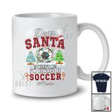 Personalized Custom Name Santa It Wasn't Me; Amusing Christmas Red Plaid Soccer Player T-Shirt