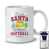 Personalized Custom Name Santa It Wasn't Me; Amusing Christmas Red Plaid Softball Player T-Shirt