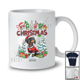 Personalized Custom Name Merry Christmas ASL Sign Language; Lovely Plaid Santa Dachshund T-Shirt
