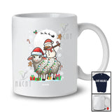 Personalized Dabbing Snowman Riding Sheep; Amusing Christmas Lights Custom Name Farmer T-Shirt