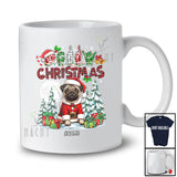 Personalized Custom Name Merry Christmas ASL Sign Language; Lovely Plaid Santa Pug T-Shirt