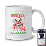 Personalized Custom Name Rocking Around The Kitchen; Lovely Christmas Santa Pug; Baker T-Shirt