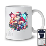 Personalized Custom Name Santa DJ; Joyful Christmas Santa Music Lover; Friends Family Group T-Shirt