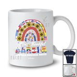 Personalized Custom Name Thankful Barber; Proud Hispanic Heritage Month Rainbow Sunflower T-Shirt