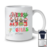 Personalized Custom Name Merry Pugmas; Lovely Christmas Snowing Four Pugs Owner Lover T-Shirt