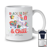 Personalized Custom Name Black Friday And Chill; Lovely Christmas Shopping Santa Unicorn T-Shirt