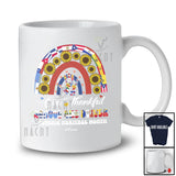 Personalized Custom Name Thankful School Bus Driver; Proud Hispanic Heritage Rainbow Sunflower T-Shirt