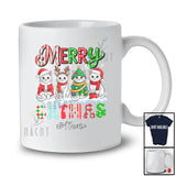 Personalized Custom Name Merry Catmas; Lovely Christmas Snowing Four Cats Owner Lover T-Shirt