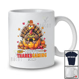 Personalized Custom Name Happy Thanksgaming; Joyful Thanksgiving Pumpkin Turkey Gamer T-Shirt