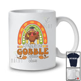 Personalized Custom Name Principal Gobble Squad; Proud Thanksgiving Plaid Rainbow Turkey T-Shirt