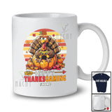 Personalized Custom Name Retro Thanksgaming; Joyful Thanksgiving Pumpkin Turkey Gamer T-Shirt
