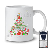 Personalized Custom Name Santa Climbing Equipment Christmas Tree; Joyful X-mas Lights Family T-Shirt