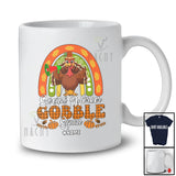 Personalized Custom Name Social Worker Gobble; Proud Thanksgiving Plaid Rainbow Turkey T-Shirt