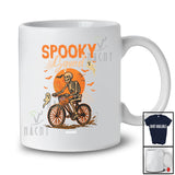 Personalized Custom Name Skeleton Riding Bicycle; Humorous Halloween Moon Rider Biker T-Shirt