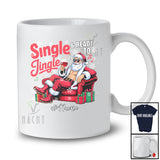 Personalized Custom Name Single And Ready To Jingle; Cheerful Christmas Santa Drinking Wine T-Shirt