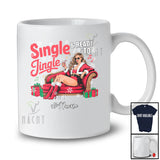 Personalized Custom Name Single Ready To Jingle; Cheerful Christmas Women Santa Drinking Cocktail T-Shirt