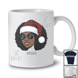 Personalized Custom Name Black Afro Santa; Proud Christmas Women Santa Face African Family T-Shirt