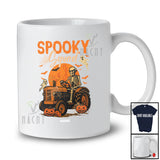 Personalized Custom Name Skeleton Driving Tractor; Humorous Halloween Moon Driver Farmer T-Shirt