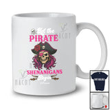 Personalized Custom Name Pirate Shenanigans Begin; Scary Halloween Captain Pirate Women Skull T-Shirt