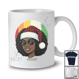 Personalized Custom Name Retro Black Afro Santa; Proud Christmas Women Santa Face African T-Shirt