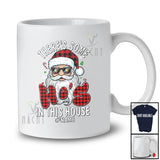 Personalized Custom Name Some Ho's In This House; Joyful Christmas Adult Plaid Bearded Santa T-Shirt