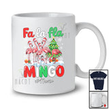 Personalized Custom Name Fa La Fla Mingo; Awesome Christmas Tree Four Santa Flamingos Lover T-Shirt