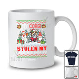 Personalized Custom Name Corgi Stolen My Christmas Sweater; Lovely X-mas Santa Gnome T-Shirt
