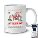 Personalized Custom Name Cow Stolen My Christmas Sweater; Lovely X-mas Santa Gnome T-Shirt