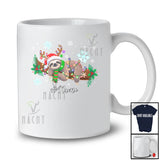 Personalized Custom Name Santa Reindeer Sloth; Awesome Christmas Lights Sloth Animal T-Shirt