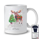 Personalized Custom Name Merry Christmoose; Lovely Christmas Tree Plaid Buffalo Moose; Couple T-Shirt