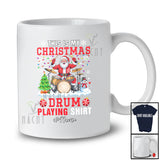 Personalized Custom Name My Christmas Drum Playing Shirt; Joyful Santa Musical Instruments T-Shirt