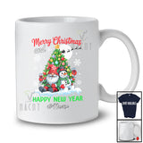 Personalized Custom Name Merry Christmas Happy New Year; Lovely Snowman Gnome Drinking Wine T-Shirt