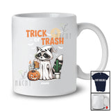 Personalized Custom Name Trick Or Trash; Lovely Halloween Boo Ghost Raccoon Drinking Beer T-Shirt
