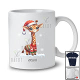 Personalized Custom Name Santa Giraffe Sweater Snow; Amazing Christmas Giraffe Animal T-Shirt